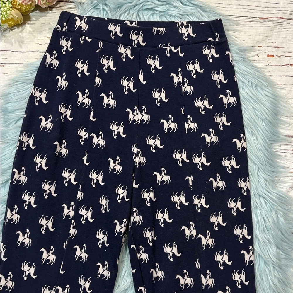 Anthropologie Navy Pants with White Horse Motif — Boot Cut - Picture 4 of 9